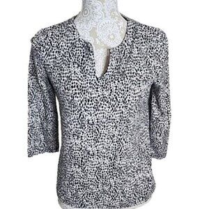 Jones New York Top Cheetah Print 3/4 Sleeve Petite Women's PM